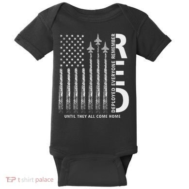 Red Friday Remember Everyone Deployed Military American Flag Baby Bodysuit