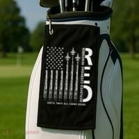 Red Friday Remember Everyone Deployed Military American Flag Golf Towel thumb 2