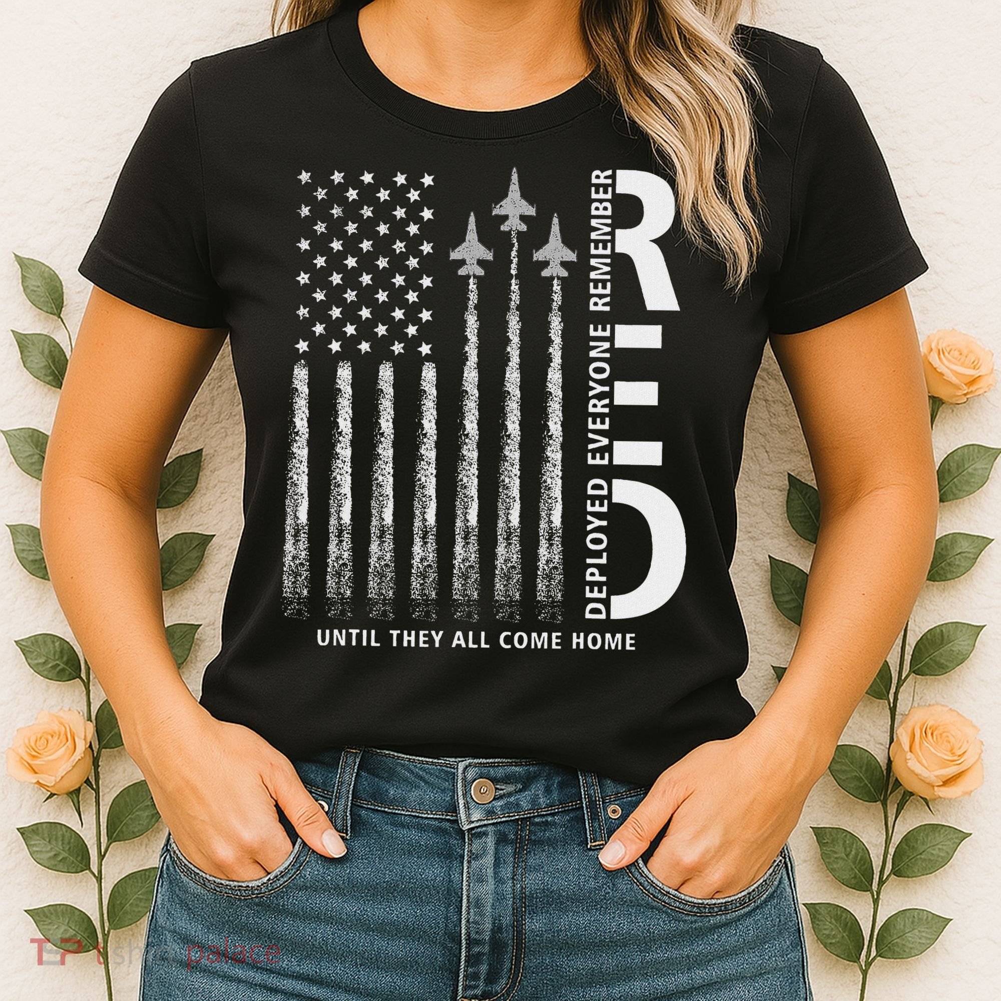 Red Friday Remember Everyone Deployed Military American Flag Women's T-Shirt