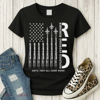 Red Friday Remember Everyone Deployed Military American Flag Women's T-Shirt thumb 3