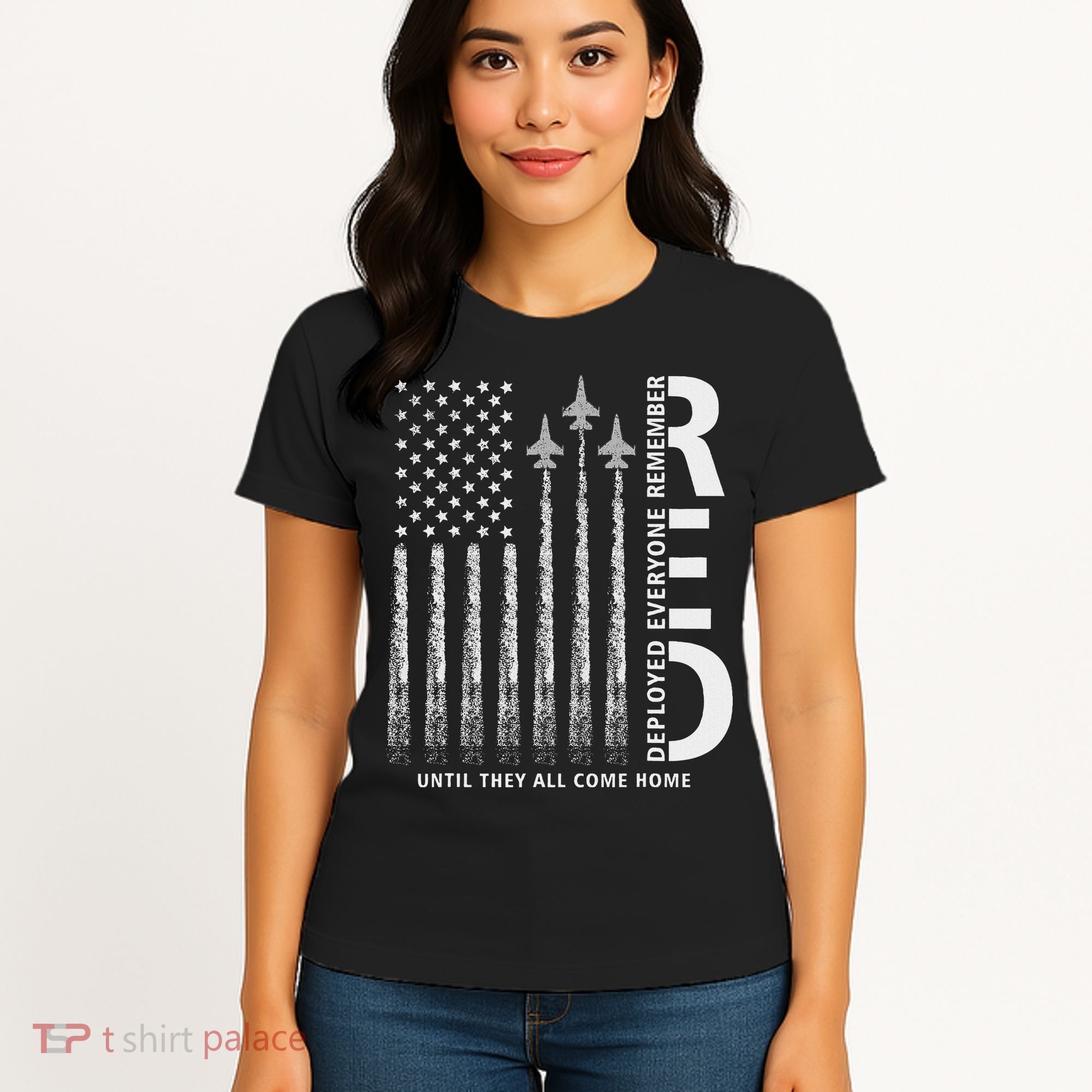 Red Friday Remember Everyone Deployed Military American Flag Women's T-Shirt