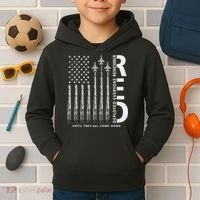 Red Friday Remember Everyone Deployed Military American Flag Kids Hoodie thumb 2