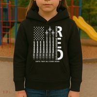 Red Friday Remember Everyone Deployed Military American Flag Kids Hoodie thumb 3