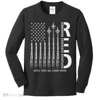 Red Friday Remember Everyone Deployed Military American Flag Kids Long Sleeve Shirt thumb 0