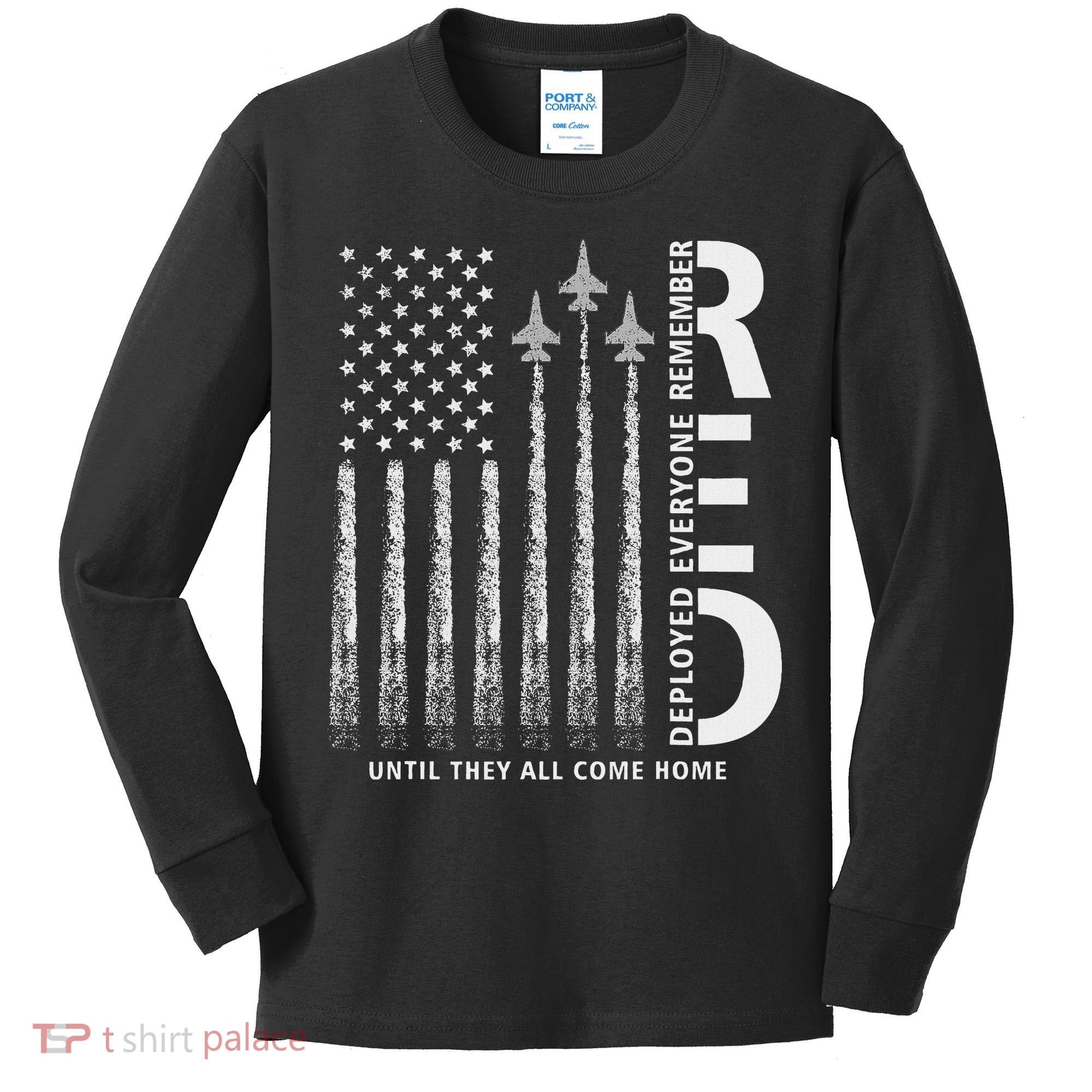 Red Friday Remember Everyone Deployed Military American Flag Kids Long Sleeve Shirt