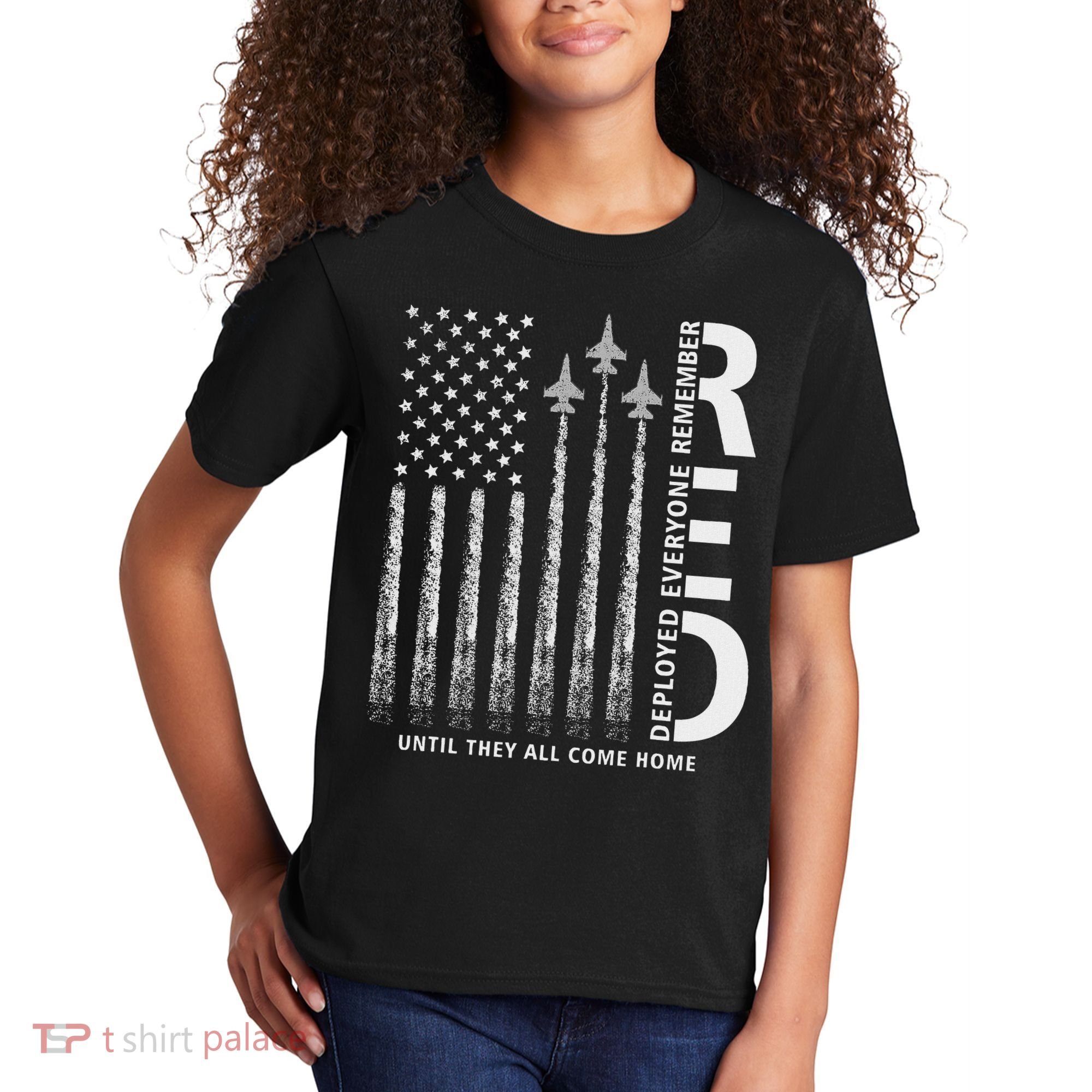 Red Friday Remember Everyone Deployed Military American Flag Kids T-Shirt