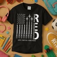 Red Friday Remember Everyone Deployed Military American Flag Kids T-Shirt thumb 3