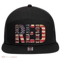 Red Fridays Remember Everyone Deployed American Flag 7 Panel Mesh Trucker Snapback Hat thumb 0