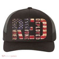Red Fridays Remember Everyone Deployed American Flag Yupoong Adult 5-Panel Trucker Hat thumb 0