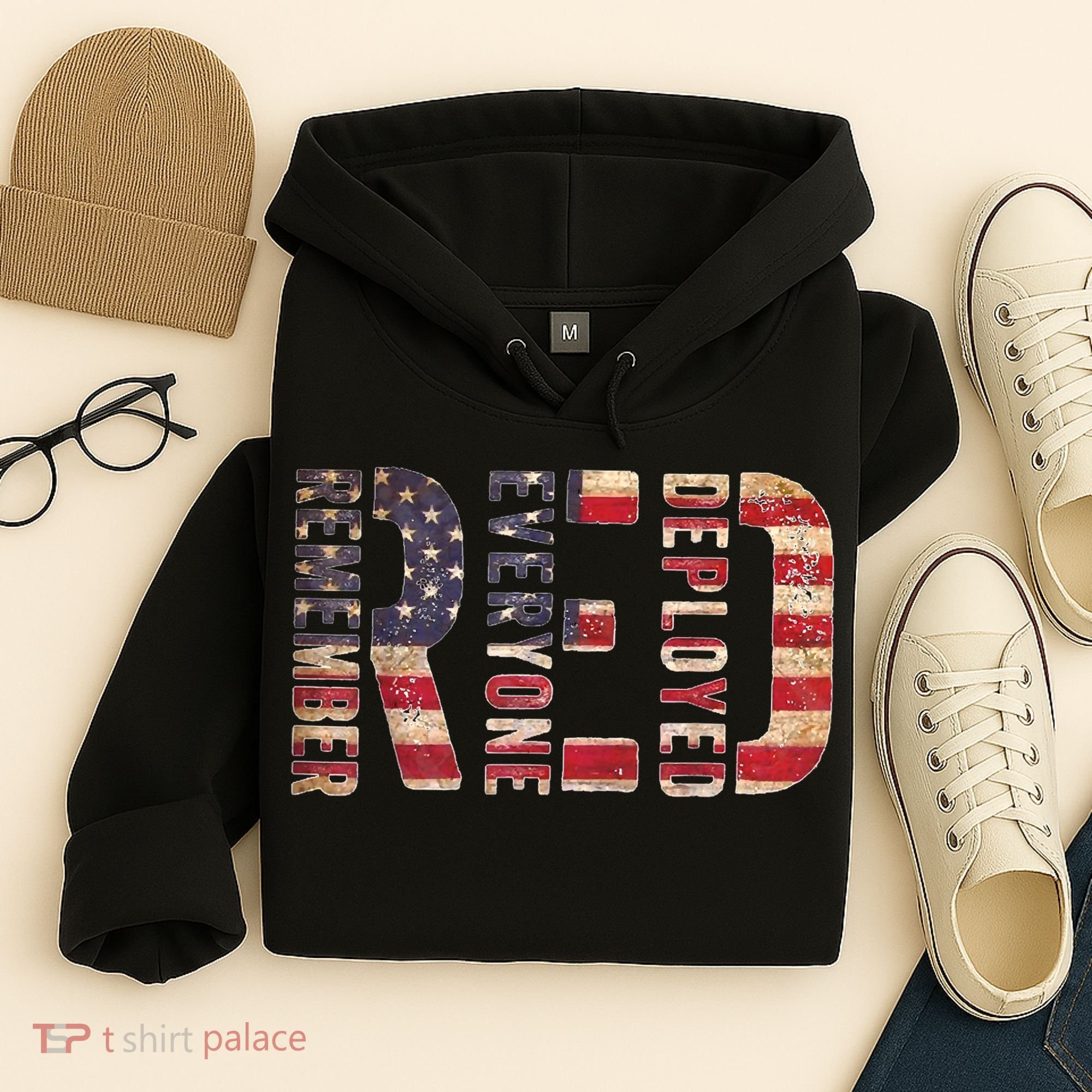 Red Fridays Remember Everyone Deployed American Flag Hoodie