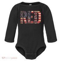 Red Fridays Remember Everyone Deployed American Flag Baby Long Sleeve Bodysuit thumb 0