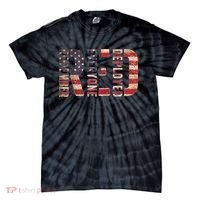Red Fridays Remember Everyone Deployed American Flag Tie-Dye T-Shirt thumb 0