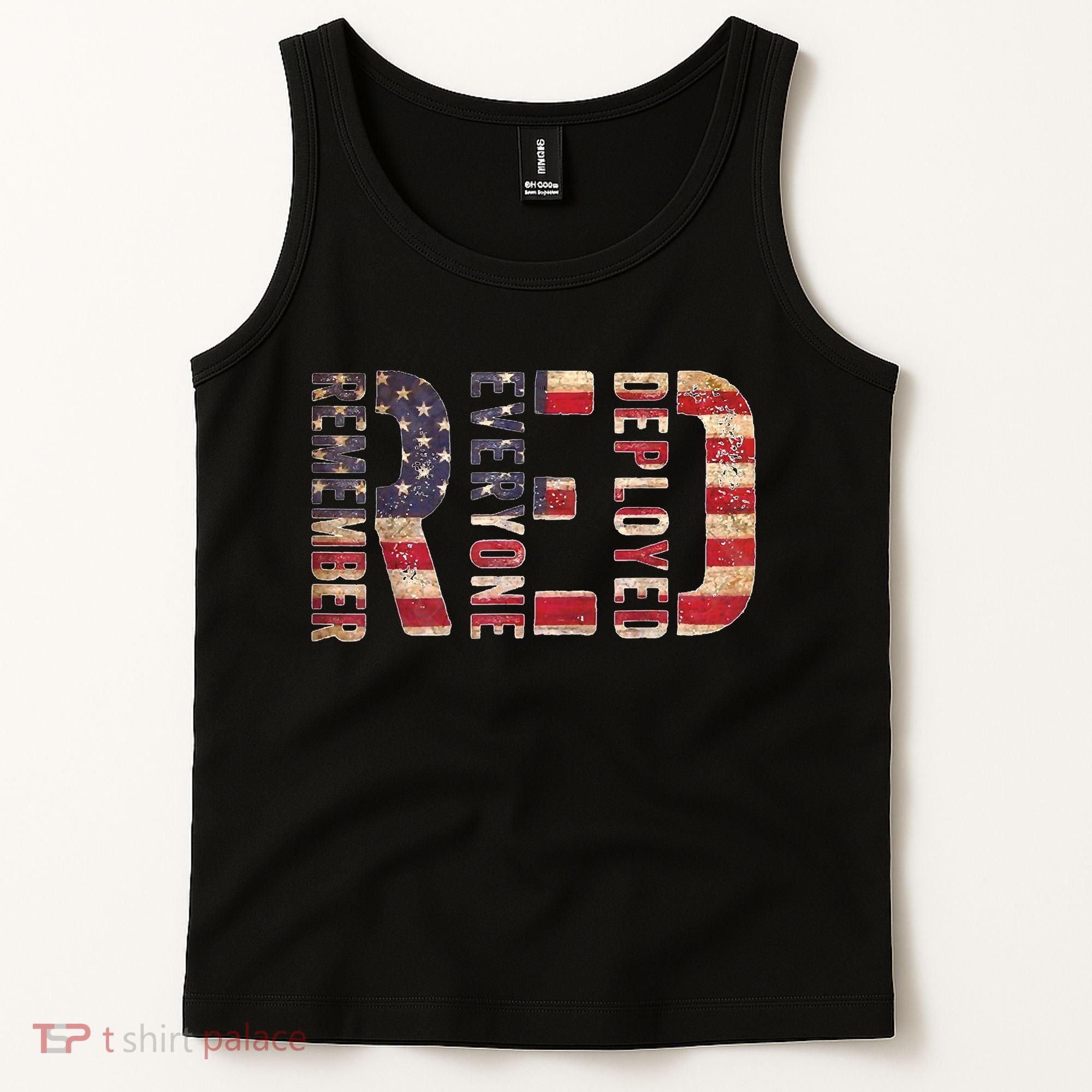 Red Fridays Remember Everyone Deployed American Flag Tank Top