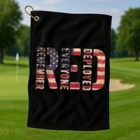Red Fridays Remember Everyone Deployed American Flag Golf Towel thumb 1