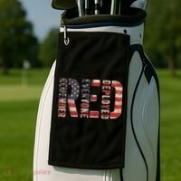 Red Fridays Remember Everyone Deployed American Flag Golf Towel thumb 2