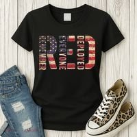 Red Fridays Remember Everyone Deployed American Flag Women's T-Shirt thumb 3