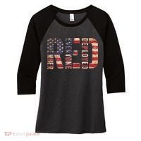 Red Fridays Remember Everyone Deployed American Flag Women's Tri-Blend 3/4-Sleeve Raglan Shirt thumb 0
