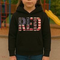 Red Fridays Remember Everyone Deployed American Flag Kids Hoodie thumb 3