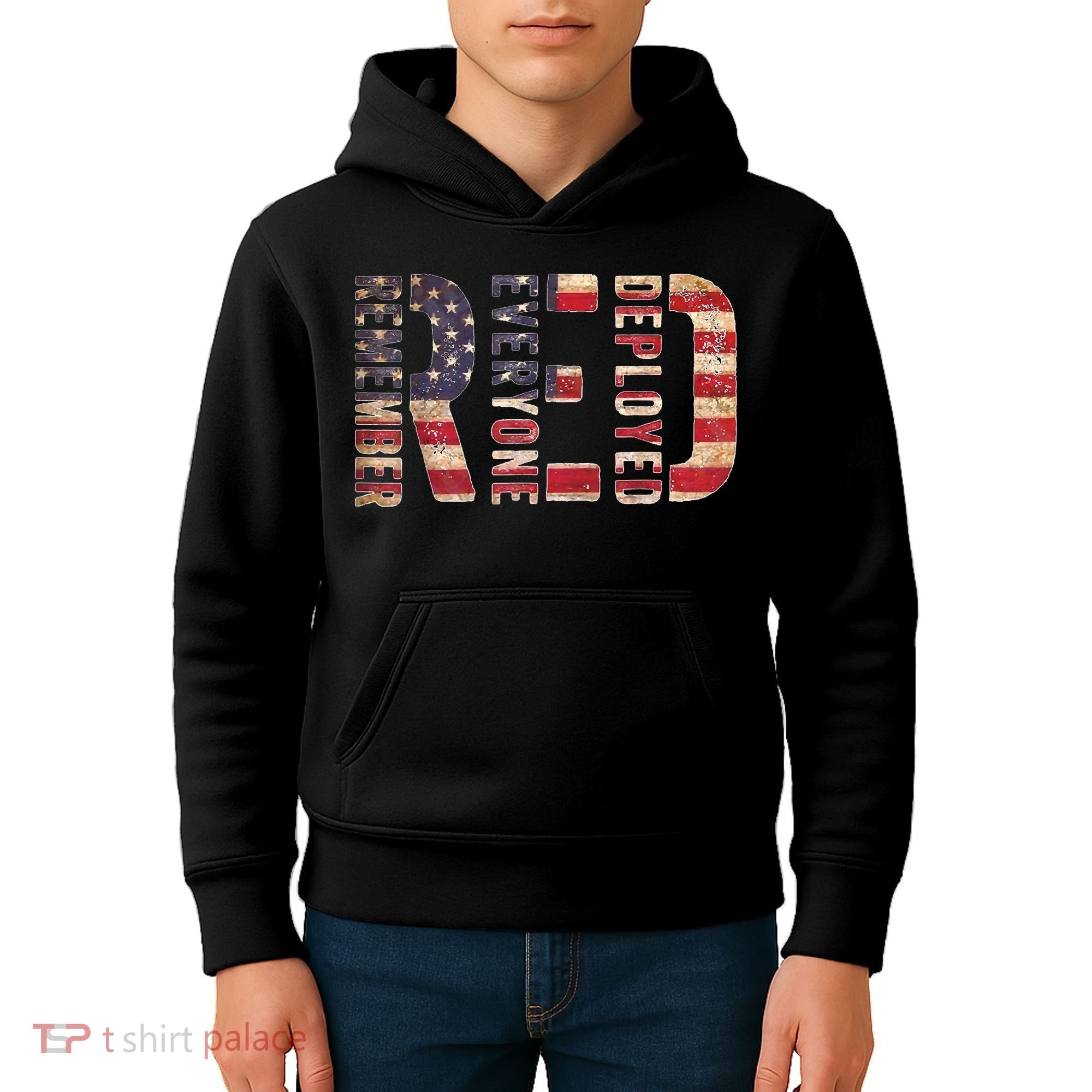 Red Fridays Remember Everyone Deployed American Flag Kids Hoodie