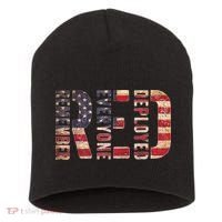Red Fridays Remember Everyone Deployed American Flag Short Acrylic Beanie thumb 0