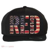 Red Fridays Remember Everyone Deployed American Flag Wool Snapback Cap thumb 0