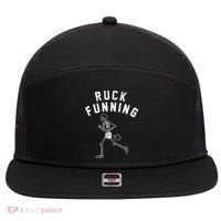 Ruck Funning Running Skeleton 7 Panel Mesh Trucker Snapback Hat thumb 0