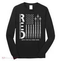 Red Friday Remember Everyone Deployed Military Jets Flag Long Sleeve Shirt thumb 0