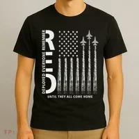 Red Friday Remember Everyone Deployed Military Jets Flag T-Shirt thumb 3