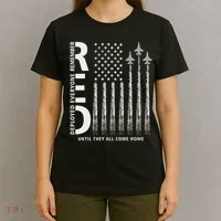 Red Friday Remember Everyone Deployed Military Jets Flag T-Shirt thumb 4
