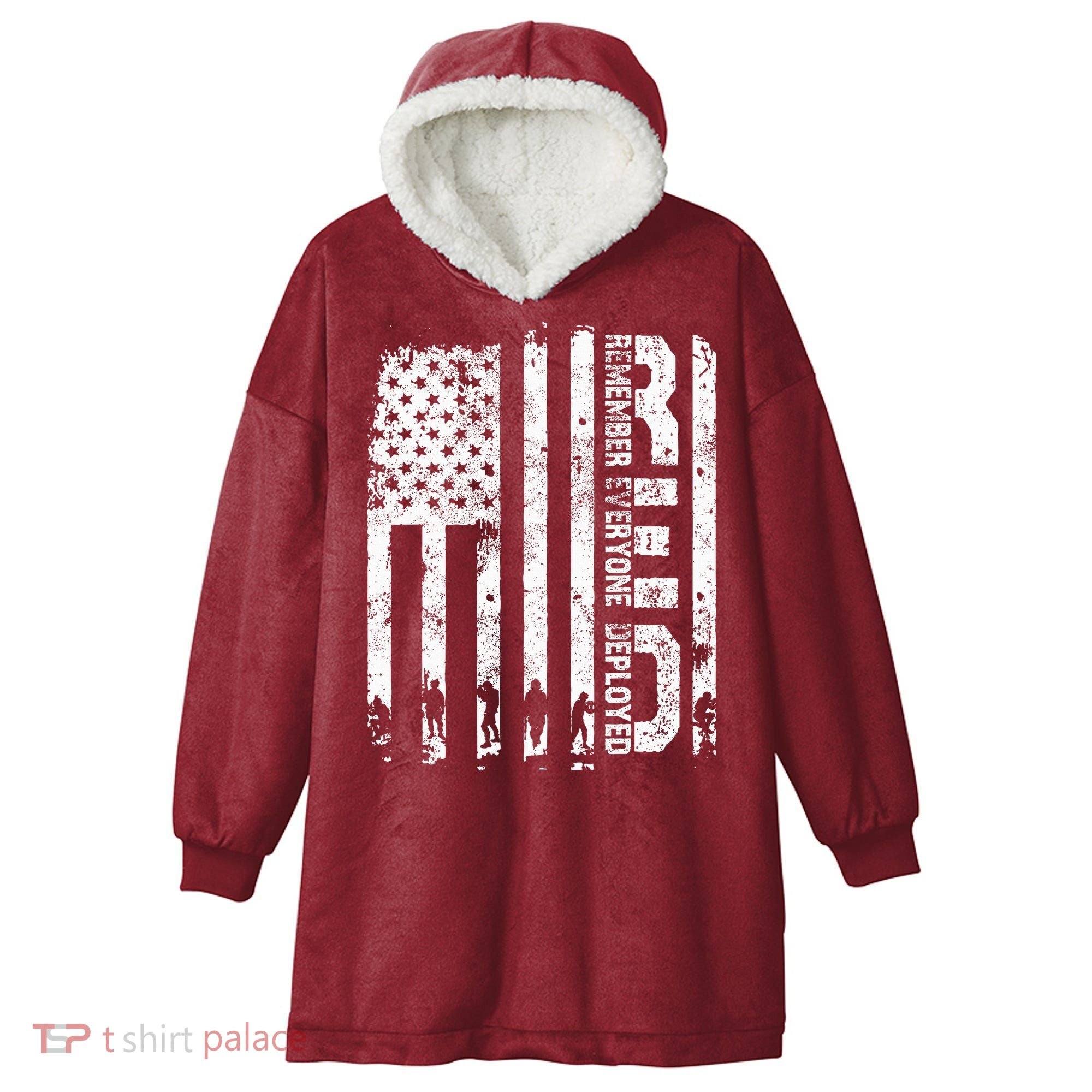 Red Friday Remember Everyone Deployed Military Wear RED Hooded Wearable Blanket