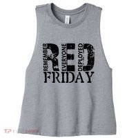 Red Friday Remember Everyone Deployed Women's Racerback Cropped Tank thumb 0