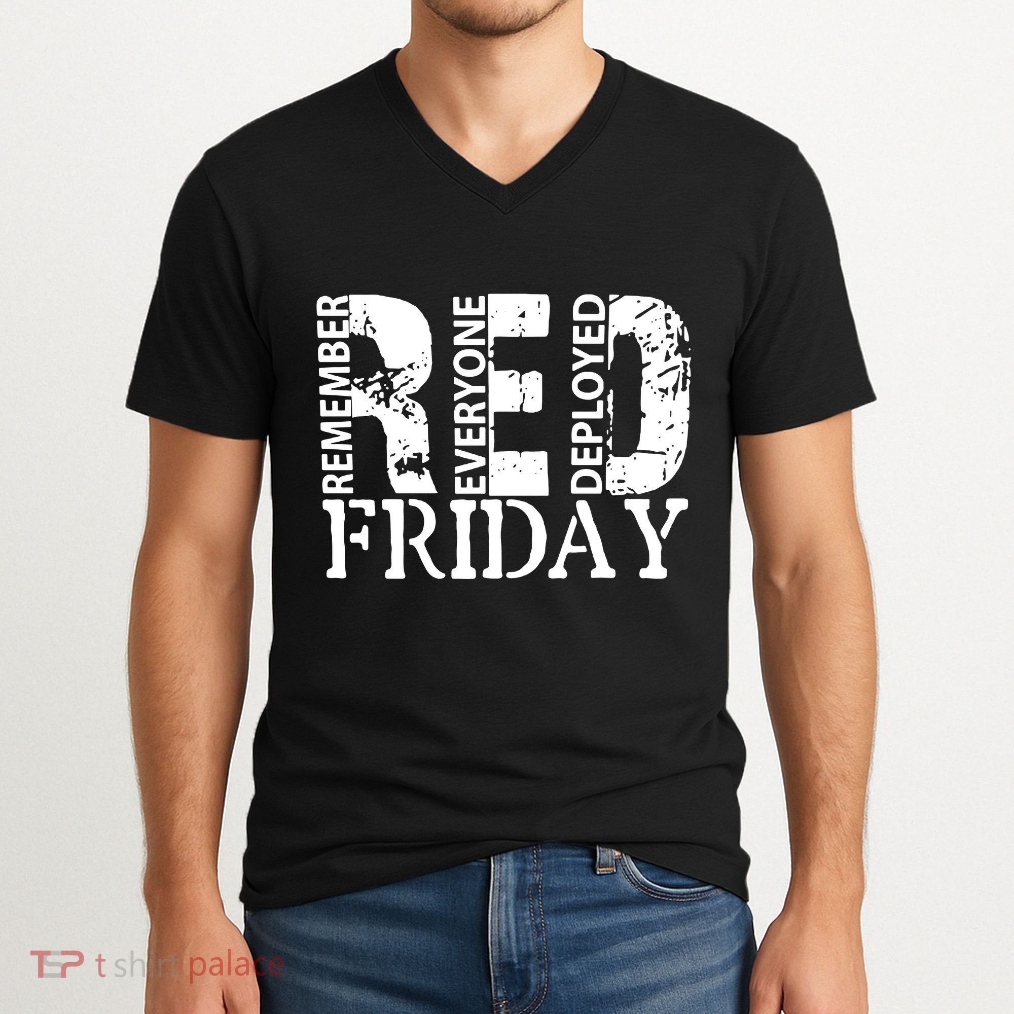 Red Friday Remember Everyone Deployed V-Neck T-Shirt