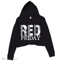 Red Friday Remember Everyone Deployed Crop Fleece Hoodie thumb 0