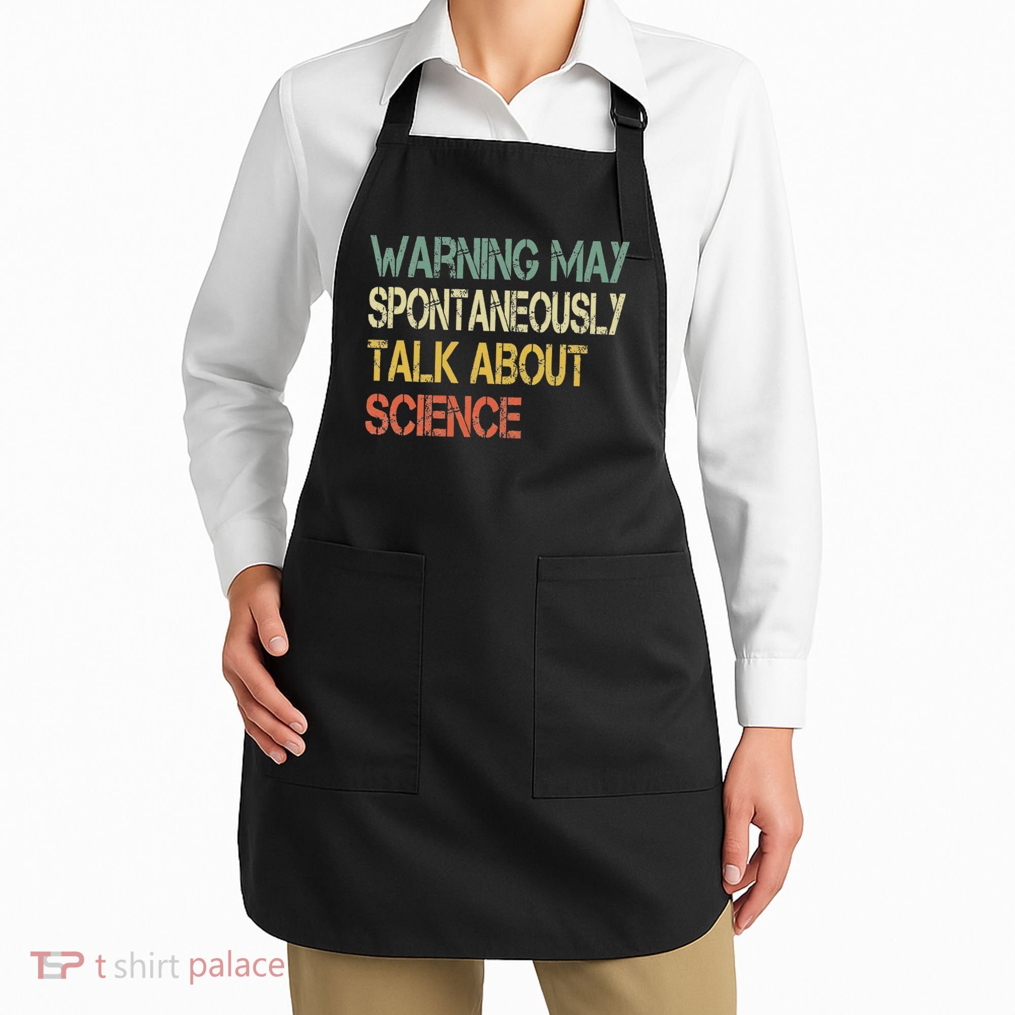 Retro Funny Scientist Warning May Talk About Science Teacher Apron