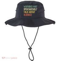 Retro Funny Scientist Warning May Talk About Science Teacher Bucket Hat thumb 0