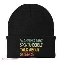 Retro Funny Scientist Warning May Talk About Science Teacher Beanie thumb 0