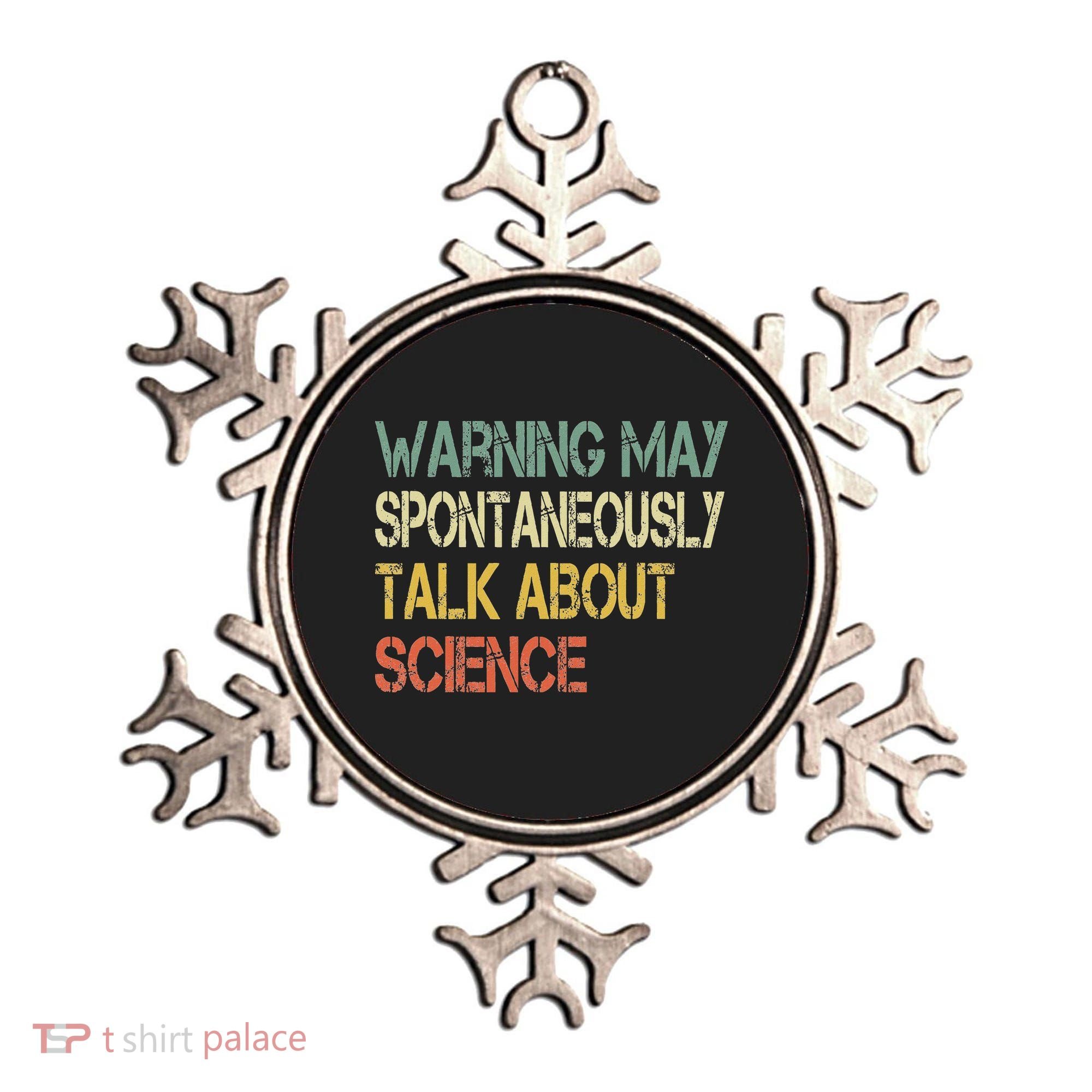 Retro Funny Scientist Warning May Talk About Science Teacher Ornament