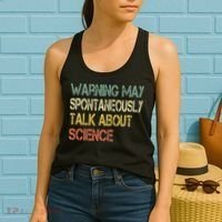 Retro Funny Scientist Warning May Talk About Science Teacher Women's Tank Top thumb 2
