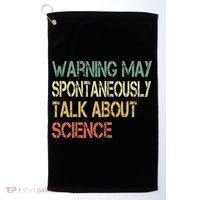 Retro Funny Scientist Warning May Talk About Science Teacher Golf Towel thumb 0