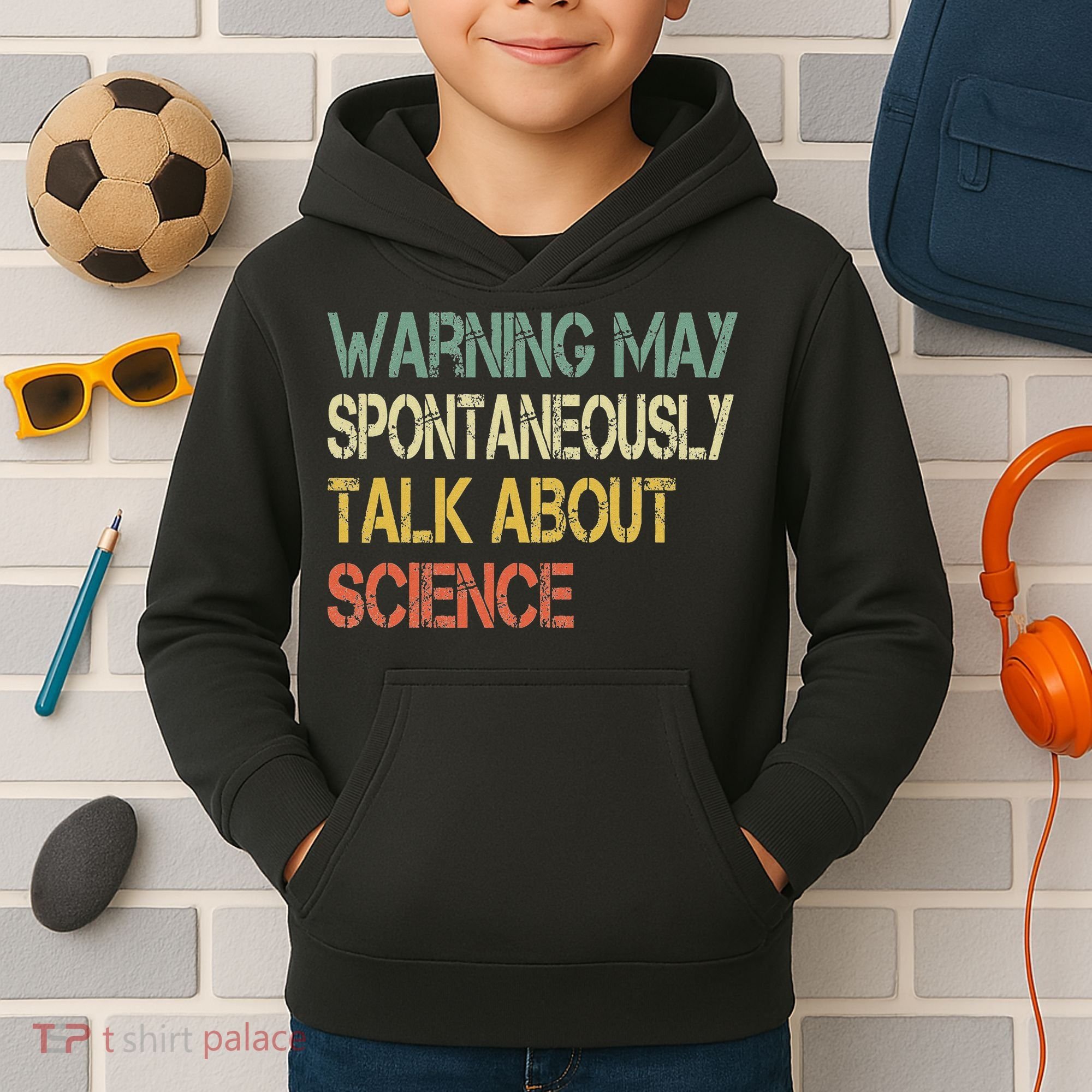 Retro Funny Scientist Warning May Talk About Science Teacher Kids Hoodie