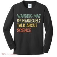 Retro Funny Scientist Warning May Talk About Science Teacher Kids Long Sleeve Shirt thumb 0