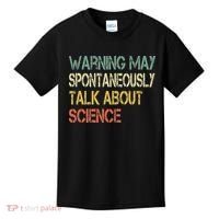 Retro Funny Scientist Warning May Talk About Science Teacher Kids T-Shirt thumb 0