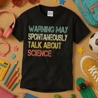 Retro Funny Scientist Warning May Talk About Science Teacher Kids T-Shirt thumb 3