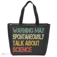Retro Funny Scientist Warning May Talk About Science Teacher Tote Bag thumb 0