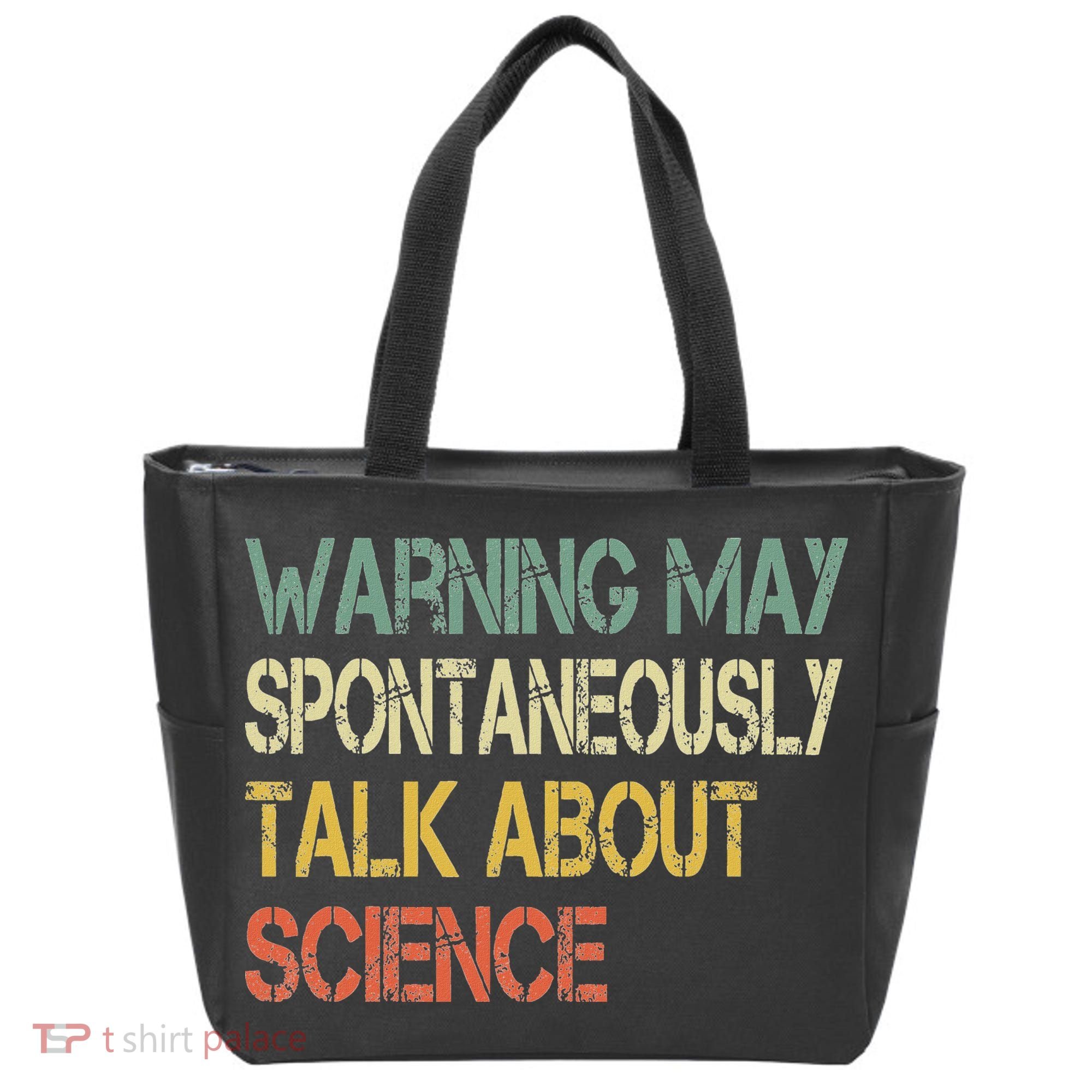 Retro Funny Scientist Warning May Talk About Science Teacher Tote Bag