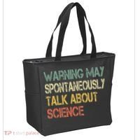 Retro Funny Scientist Warning May Talk About Science Teacher Tote Bag thumb 2