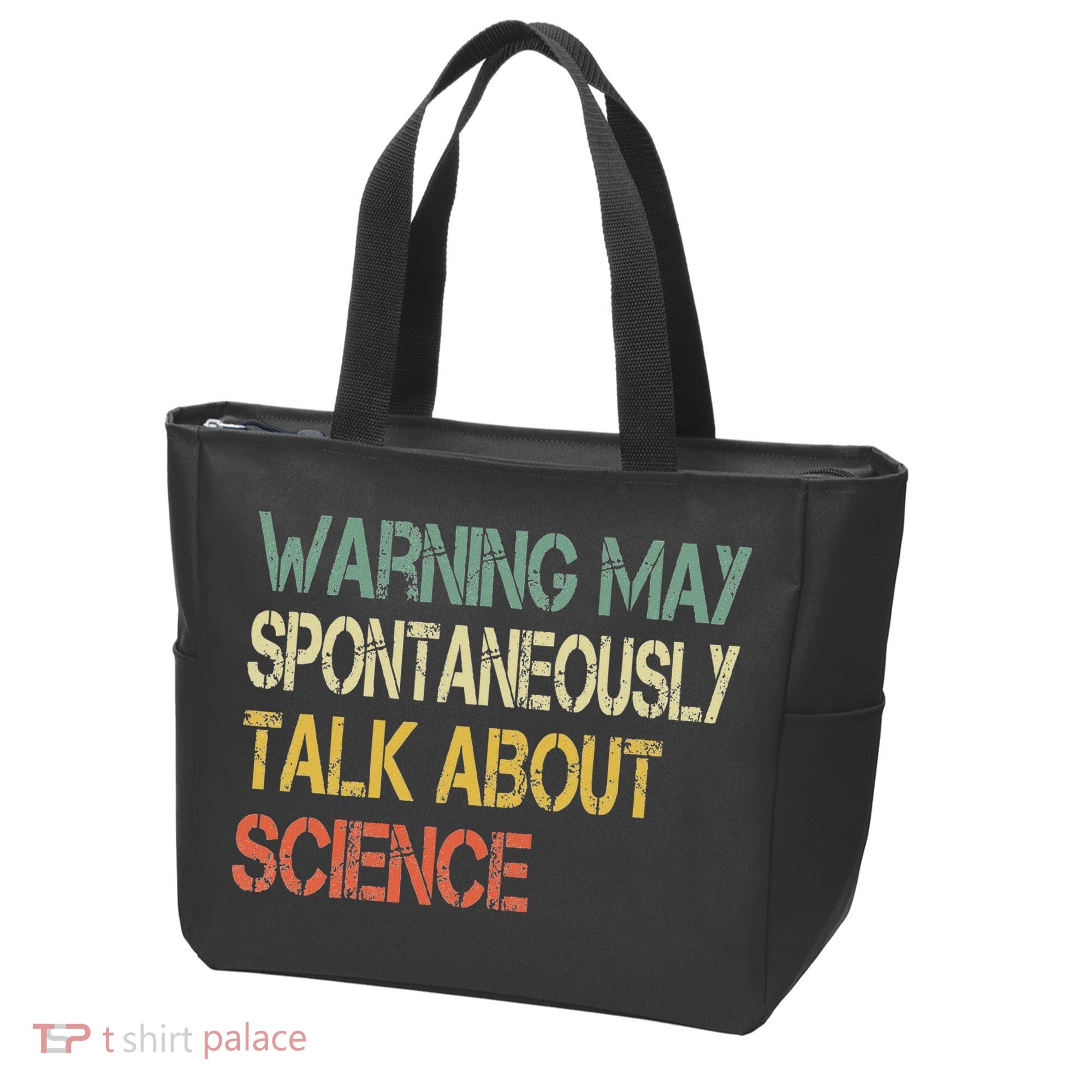 Retro Funny Scientist Warning May Talk About Science Teacher Tote Bag