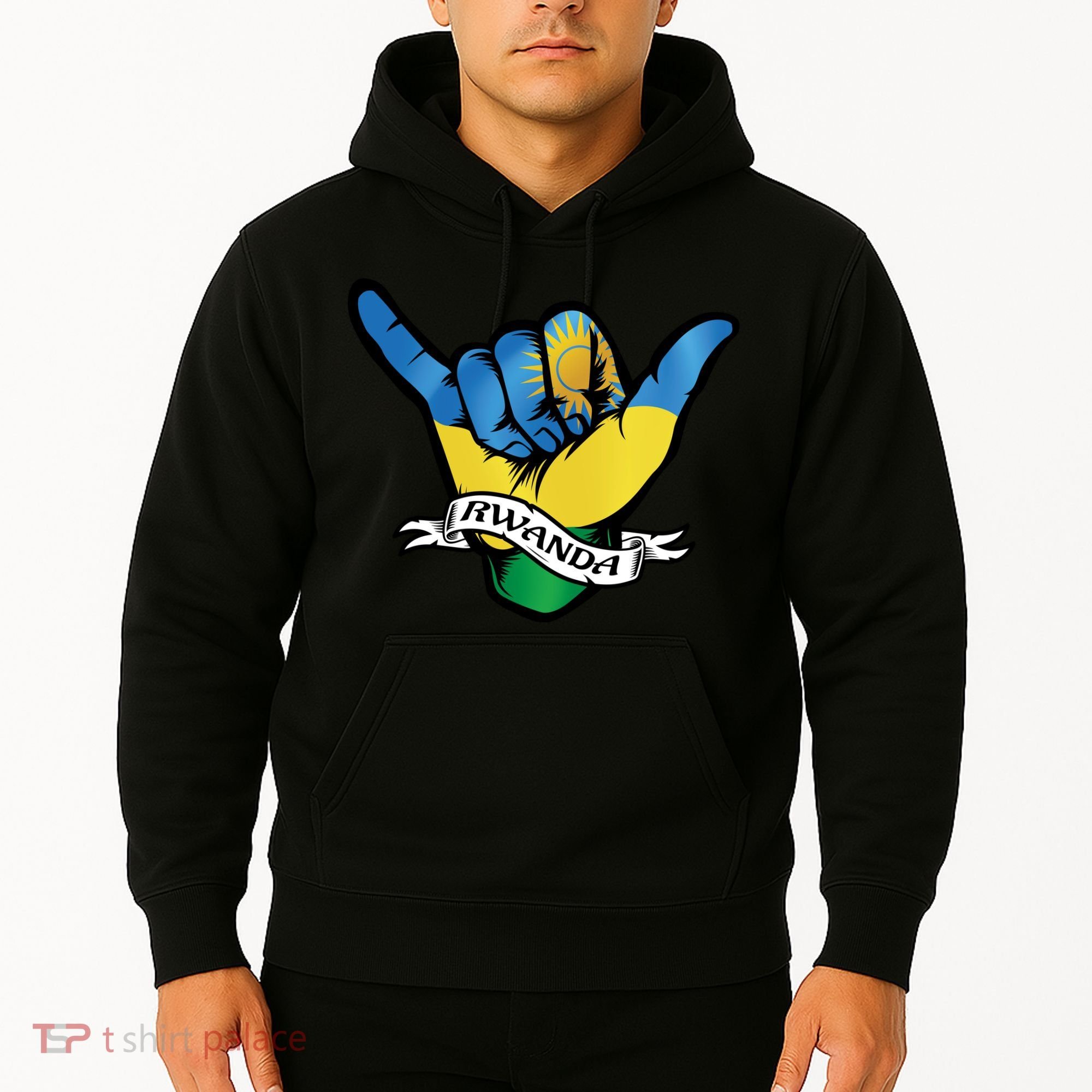 Rwanda Flag Shaka Hand Symbol Hoodie