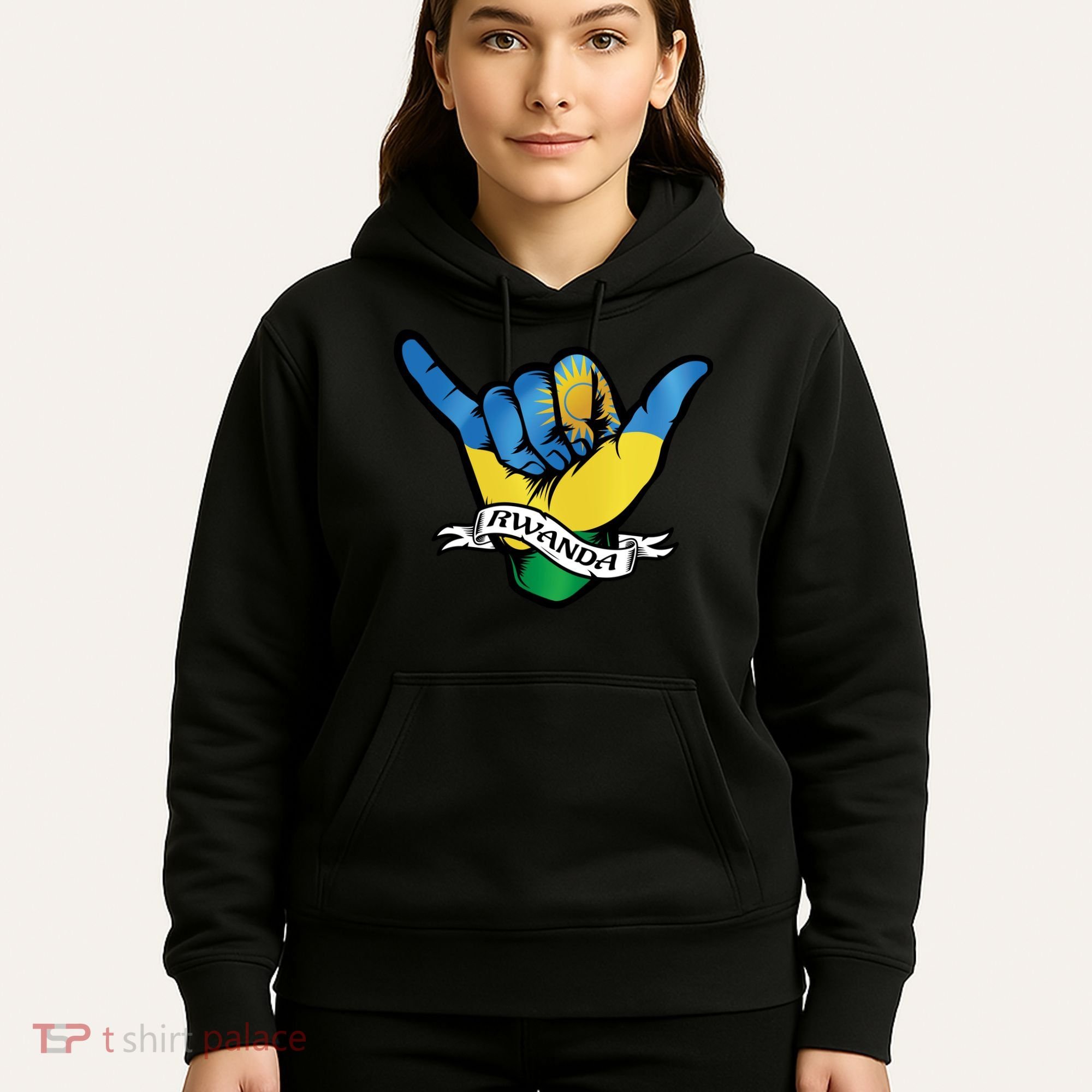 Rwanda Flag Shaka Hand Symbol Hoodie