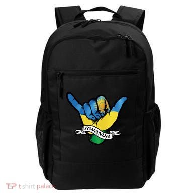 Rwanda Flag Shaka Hand Symbol Backpack